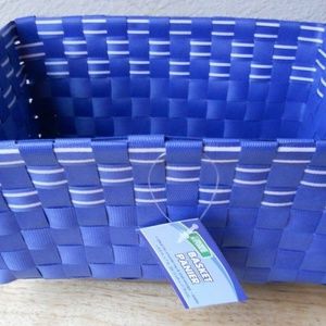 New Blue Woven Basket The Home Store Blue White 9.5 x 7 in